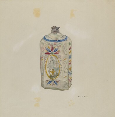 Decorated Glass Flask