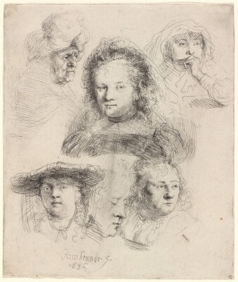 Studies of the Head of Saskia and Others