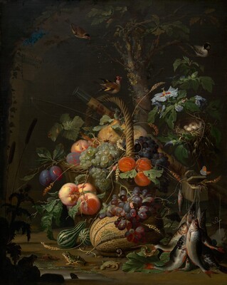 Still Life with Fruit, Fish, and a Nest
