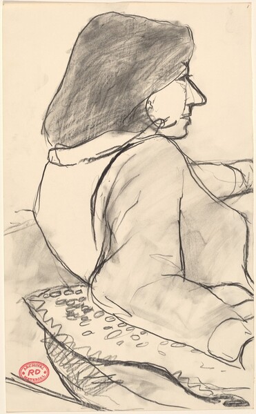 Untitled [study of woman facing right with her arm on a pillow]