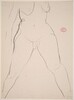 Untitled [frontal view of female nude from breasts to ankles] [verso]