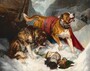 Sir Edwin Landseer, Alpine Mastiffs Reanimating a Distressed Traveler, 1820