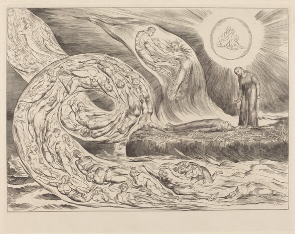 <p>William Blake, The Circle of the Lustful: Paolo and Francesca, 1827