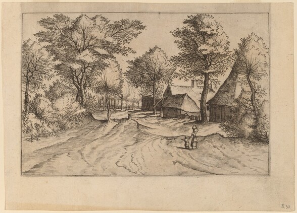 Village Road with Farm and Sheds