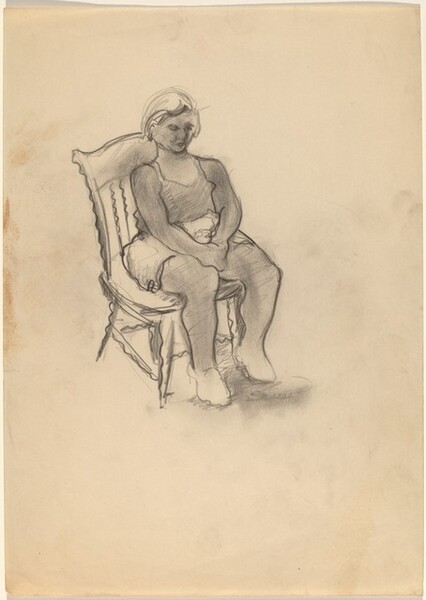 Woman Seated in a Chair, Hands Clasped in Lap