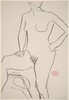 Untitled [standing female nude with left hand on hip] [verso]