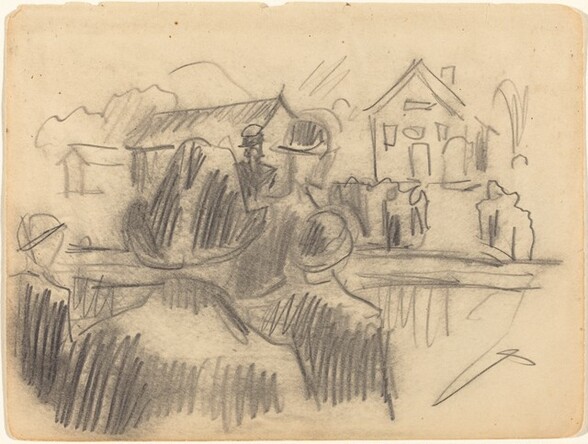 Group of Figures in Front of a House
