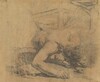 Man Reclining on the Ground and the Corner of a Bed [verso]