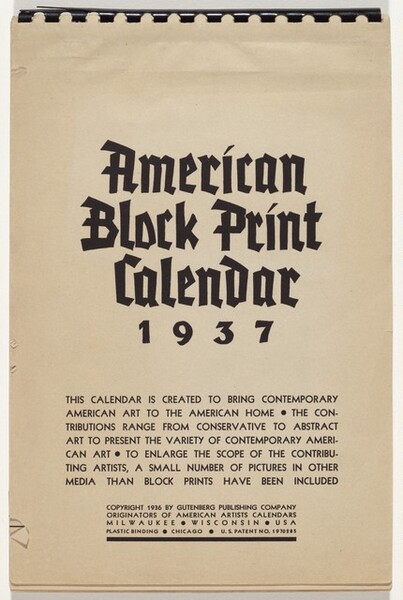 American Block Print Calendar - 1937
