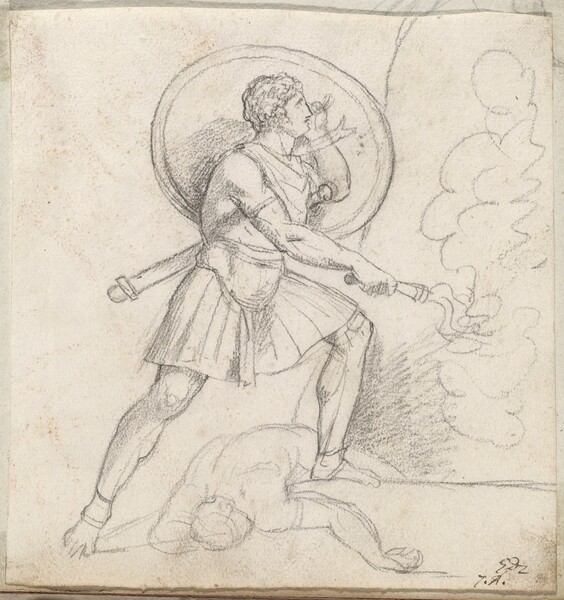 Warrior with a Shield and Torch