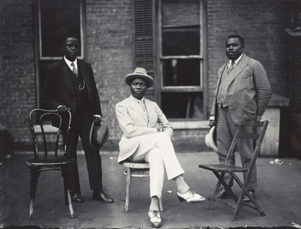 Marcus Garvey with George O. Marke and Prince Kojo Tovalou-Houénou