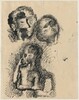 Masked Heads and a Figure (verso)