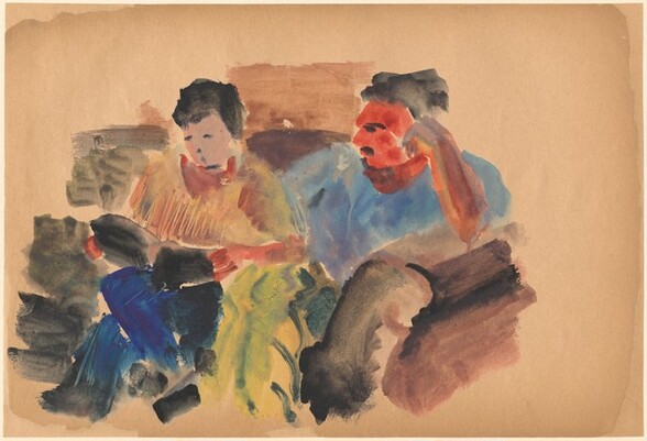 Two Figures Seated on a Sofa