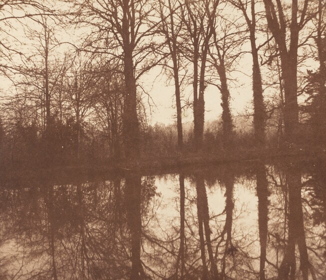 William Henry Fox Talbot, Winter Trees, Reflected in a Pond, 1841-1842
