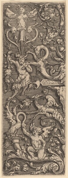 Ornament with a Cupid, a Satyr,  and Grotesque Figures