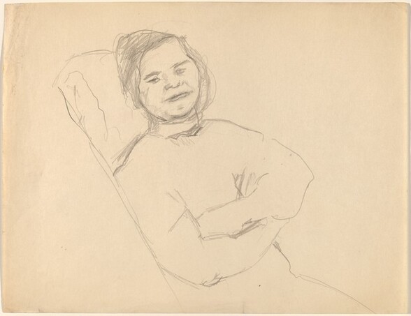 Seated Woman, Head Turned to Viewer, Arms Crossed
