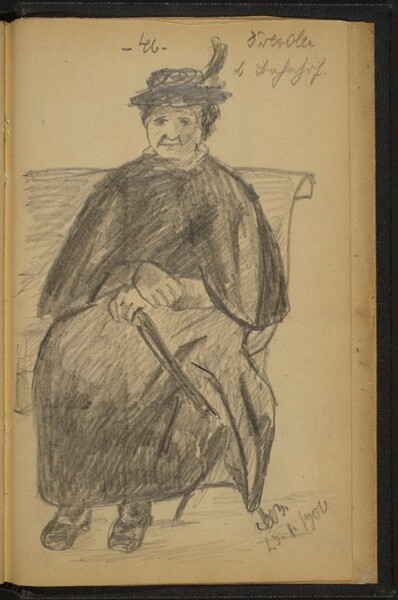 Woman on a Bench Holding a Folded Umbrella