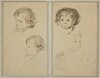 Two Studies of a Child's Head; Two Studies of a Child's Head, a Woman in Profile, and a Man Wrestling an Animal [recto]