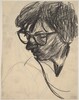 Untitled [woman wearing eyeglasses in three-quarter view] [verso]