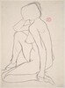 Untitled [side view of female nude kneeling on one leg] [recto]