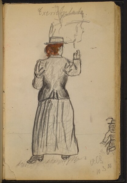 Woman Outside, Looking in the Direction of a Young Girl
