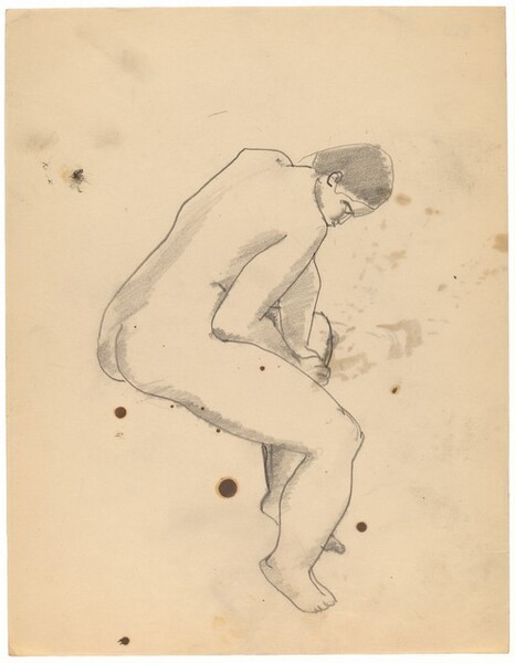 Seated Female Nude Turned to the Right, Leaning Forward