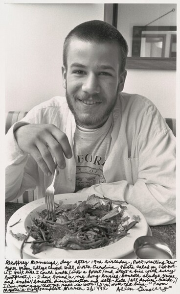 Geoffrey Manough, day after 18th birthday, Poet visiting New York from College Chapel Hill, North Carolina, pasta salad on 1st ave. I feel like I could Walk / into a forest / and start a fire with every footprint / ...I have found a me long buried / beneath sludge, gripe, and scabs / beneath discrimination and self-hate. / All devices aside, / I can now say that the race is won. / I