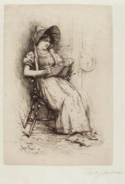 Untitled (Young Girl With Hat, In Chair, Reading)