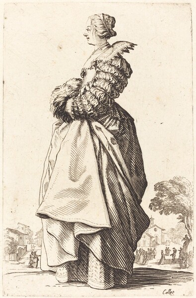 Noble Woman in Profile with her Hands in a Muff