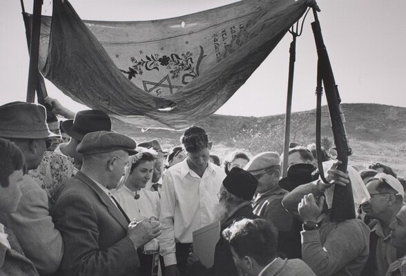 Jewish Orthodox Wedding under Improvised Canopy, Israel