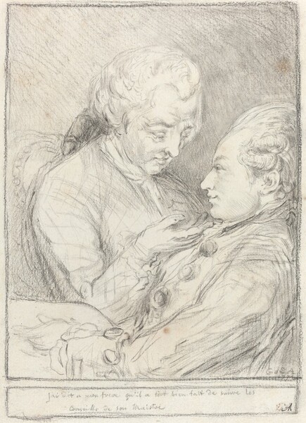 Portrait of the Artist with His Younger Brother, Augustin Saint-Aubin