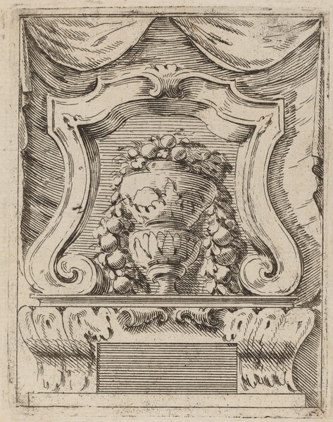 Architectural Motif with Fruit in a Vase