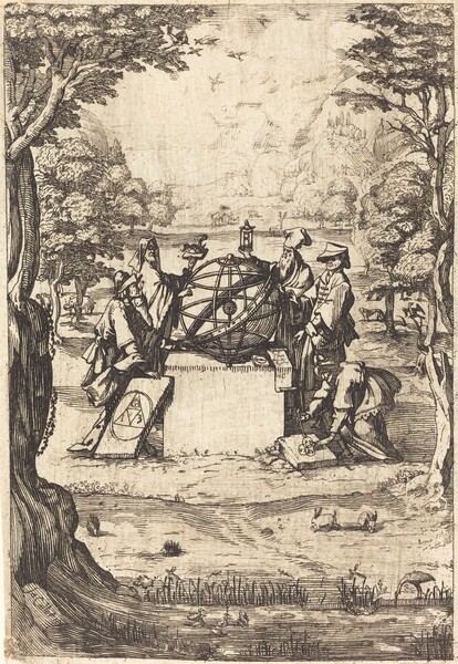 Frontispiece for the Sacred Cosmologia (Title With Astrologers)