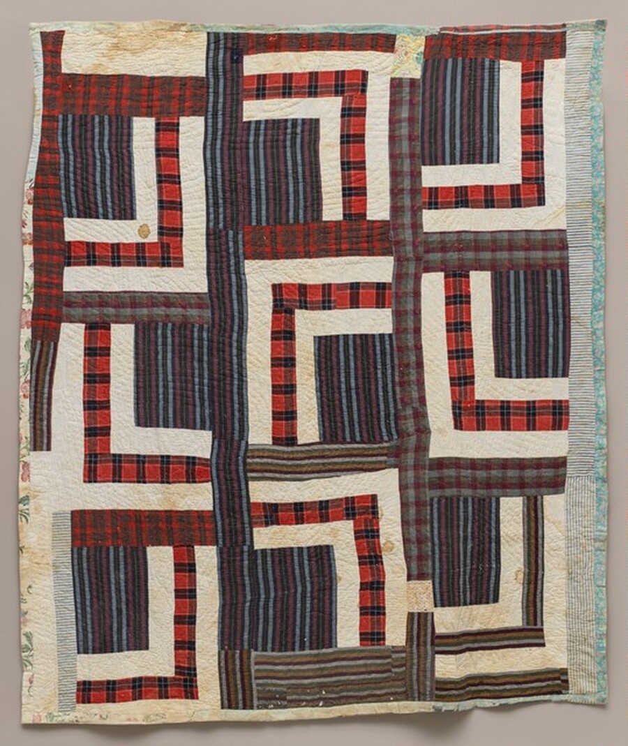 Lucy P. Pettway, Housetop - Nine-Block Half-Log Cabin Variation, 1950s