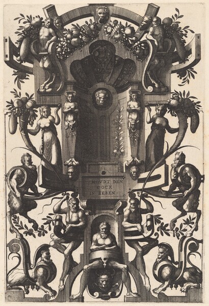 Grotesque with Strapwork in the Form of a Cartouche