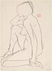 Untitled [side view of female nude kneeling on one leg] [recto]