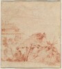 View of a House, a Cottage, and Two Figures [verso]