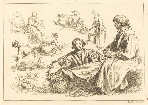 Figure Studies including Two Seated Peasants