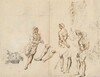 Head of a Woman and Studies of a Male Nude [verso]