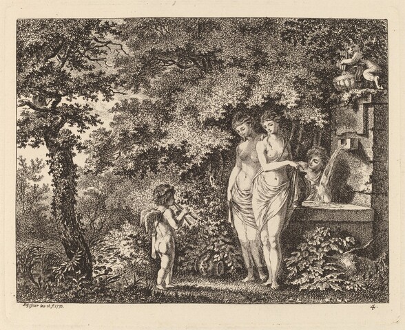 Eros with Three Girls at a Fountain