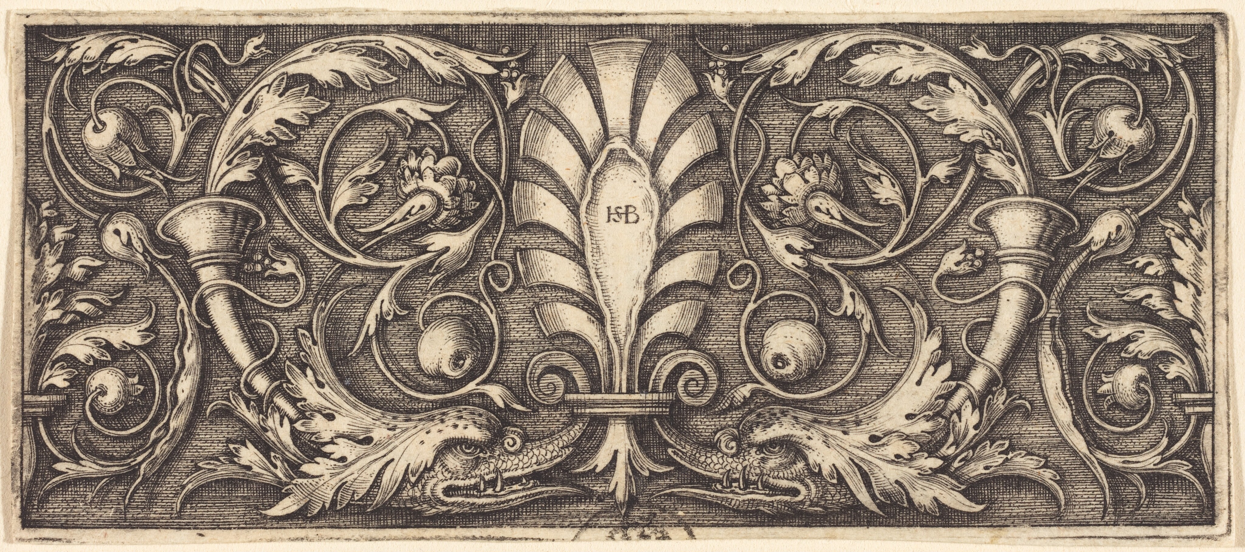Ornament with Two Grotesque Dolphins