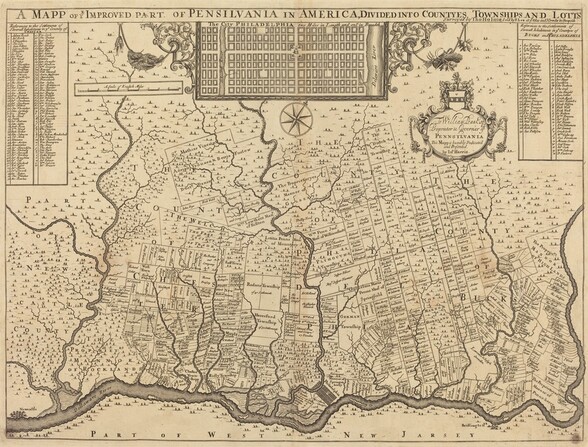 A mapp of ye improved part of Pensilvania in America, divided into countyes, townships and lotts