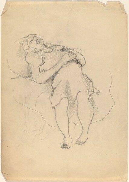 Woman Reclining, Hands Clasped on Stomach, Feet on Floor
