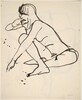 Untitled [seated female nude reaching with left hand] [verso]