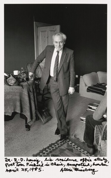 Dr. R. D. Laing, his residence office study, Poet Tom Pickard in chair, Hampstead, London April 25, 1985.