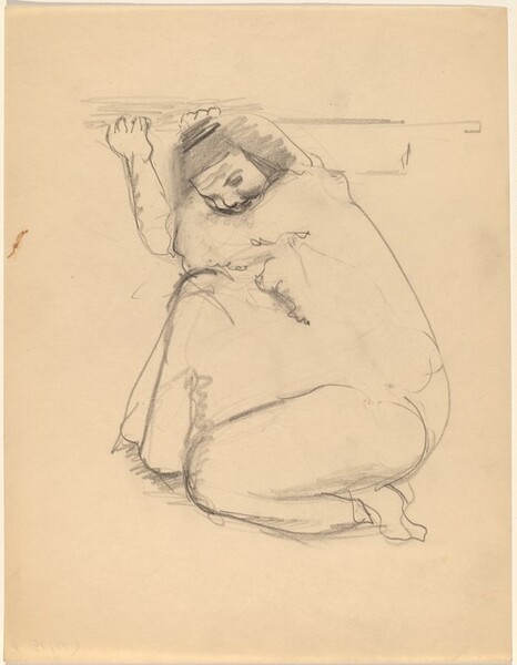 Woman Wearing Loose Robe, Crouching