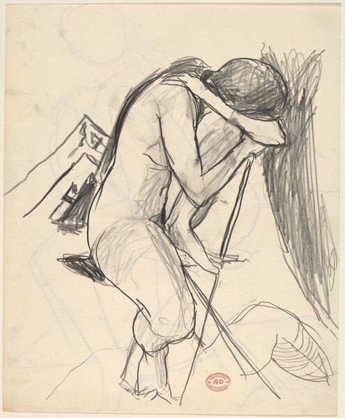 Untitled [seated female nude with head bowed]