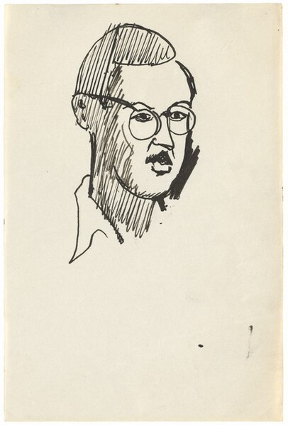 Head of a Male, with Mustache and Glasses