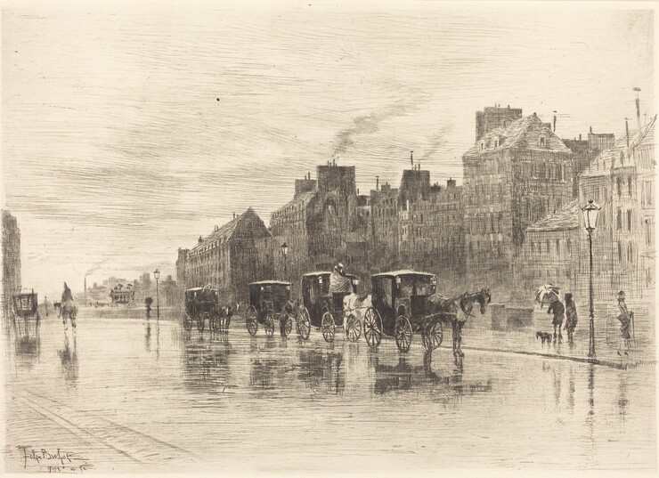 Félix-Hilaire Buhot, Une Matinée d'Hiver au Quai de l'Hôtel-Dieu (Winter Morning on the Quai de l'Hôtel-Dieu), 1876