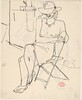 Untitled [partially nude woman seated wearing a hat and necklace] [recto]